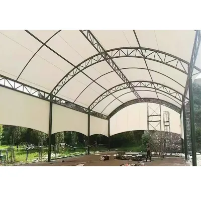 Factory Supply Customized Pickleball Padel Court Sun Shade Canopy Awning PVDF Tensile Membrane Structure Tent