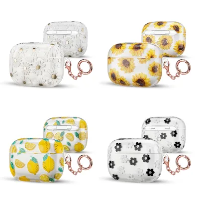 BESTSOLD Ready Stock Beautiful Daisy Flower Design IMD Transparent TPU Earphone Bag Cases for Apple Airpods Pro Case