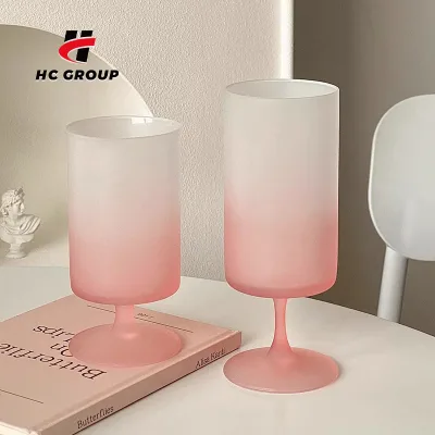Gift Cup Pink Gradient Frosted Champagne Tumbler Three Sizes Goblets Juice Red Wine Glasses Cup