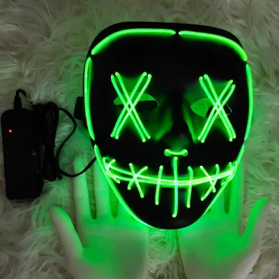 Factory Price LED EL Neon Wire Mask with 2*AA Steady on Driver for Halloween Event