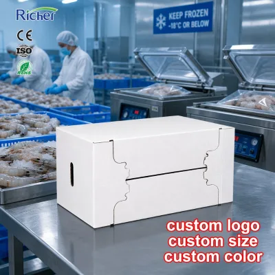 Wax Impregnated Matte Corrugated Tray Lid Set Cold Chain Waterproof Seafood Meat Container Stackable Leakproof Heavy Duty