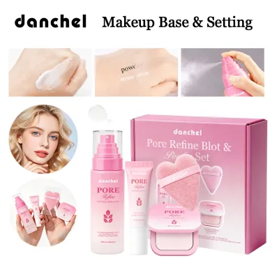 Pore Refine Blot & Porefect Set Pore-Blurring 12h Matte Oil Control Primer, Setting Spray, Touch-up, Powder Puff 4PCS Makeup Kit
