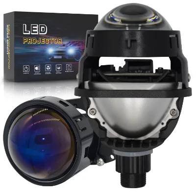 G-View 2.5 Inch 200W Bi LED Projector Headlight Customizable 12V Universal H4 9005 9006 Canbus Ready High Power Car Golf