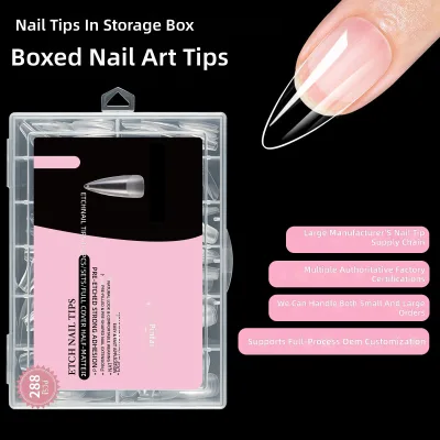 Cross-border French Ultra-thin Seamless Soft Extension Nail Tips; Transparent Press-on Nails 288 Pieces Box; Wholesale
