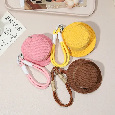Personalized Face Mini Fisherman Hat Cute Headphone Bag Coin Purse Portable Creative Keychain Pendant
