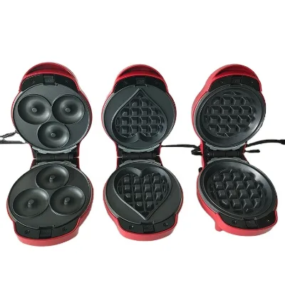 550W Round Shape Mini Breakfast Maker with Detachable Plates Christmas Tree Waffle Maker