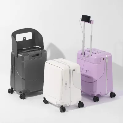 Parent-Child Ride-On Luggage Set for Kids Portable Lightweight PC Material Spinner Suitcase Aluminum Trolley Lock Unisex Travel