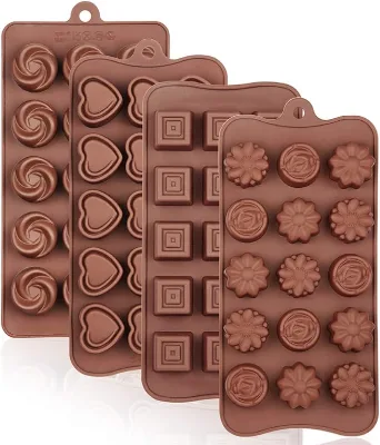 4 Packs Silicone Molds for Chocolate, Food Grade No-stick Baking, Candy and Butter Mold with Different Shape