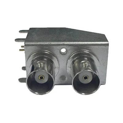 CHAOYI RF Connector High Performance BNC Female Right Angle Solder PCB Mount Bulkhead BNC Dual Row Socket Connector