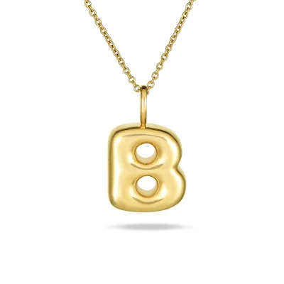 Gemnel Custom Wholesale Price Latest Trendy 925 Silver 18K Gold Bubble Tea Initial Letter Necklace