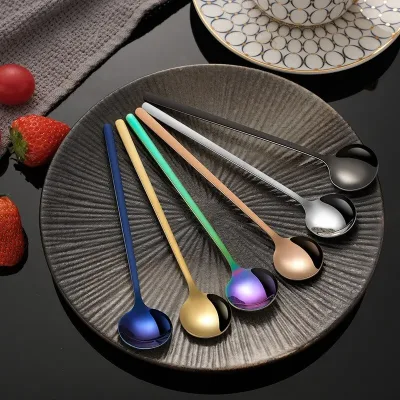 Elegant & Durable Stainless Steel Beverage Spoons - Long Handle for Easy Stirring, Perfect for Espresso, Tea & Iced Drinks