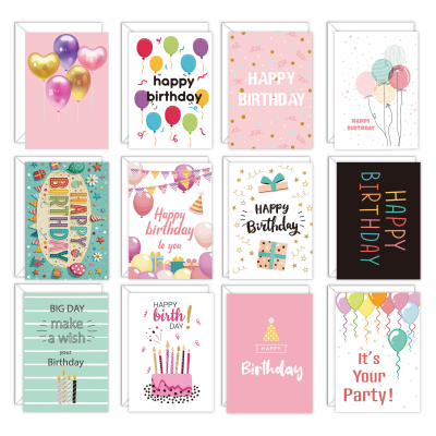 Custom Design Colorful Happy Birthday Greeting Cards Paper Gift Card