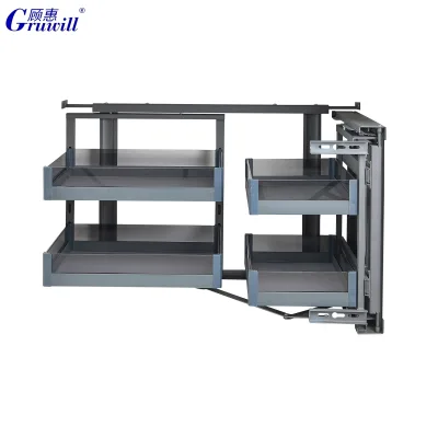 Home Display Stand Under Mounted Shelf Full Extension Wire Lazy Susan Storage Organization Shelf Magic Corner Kitchen Basket