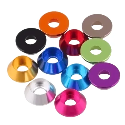 OEM M2 M2.5 M3 M4 M5 M6 M8 Aluminum Alloy Conical Cup Head Washers Gasket M5 M6 M8 Anodized Socket Head Washers for Allen Bolt