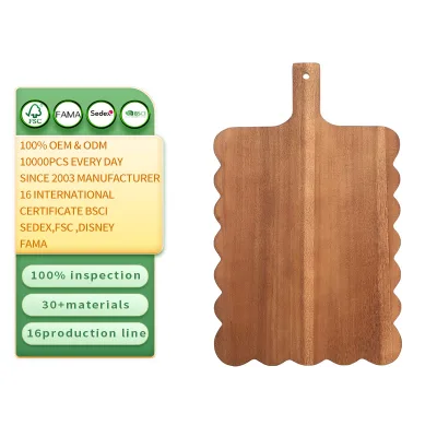 Scalloped Shaped Wood Cutting Board Wooden Serving Tray Farmhouse Kitchen Decoration for Holiday Party Accessories Table
