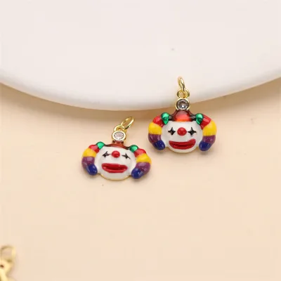 Wholesale Trend Jewelry Gold Plated Brass Enamel Clown Cute Pendant for Jewelry Making