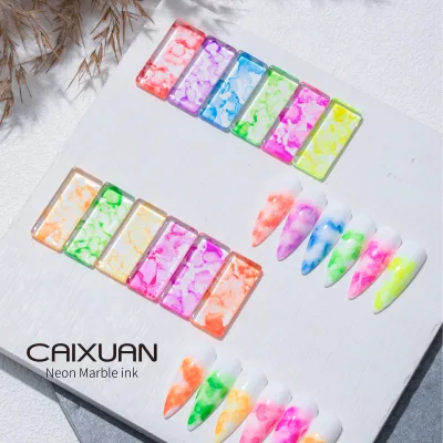 2021 Private Label Nail Supplies Neon Marble Ink Gel Polish for Beauty Decoration