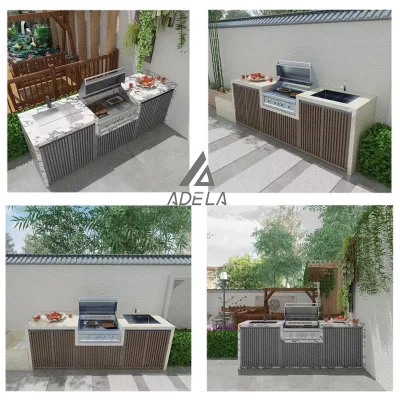 Hot Selling New Commercial BBQ Grill Cabinet Island All-In-One Sintered Stone Outdoor Kitchen Luxury