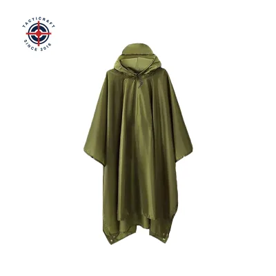 Wholesale Portable Waterproof Lightweight Polyester Unisex Raincoat for Hiking Camping Emergency Hooded Rain Poncho