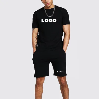 2024 New Customized logo Man Summer Sports Casual Drop-shoulder Solid Color t Shirt and Shorts Sets Men 2 Pieces Sets