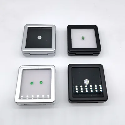 Spot Small Naked Diamond Jewelry Color Ring Face Box Storage Display Exhibition Sample Glass Transparent Plastic Silver Black