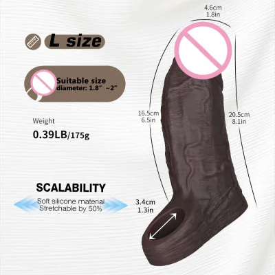 Brown, Soft, Medical-grade Silicone Extension Sleeve, Comfortable Fit, Can Increase Length, Reusable Adult Intimate Product.