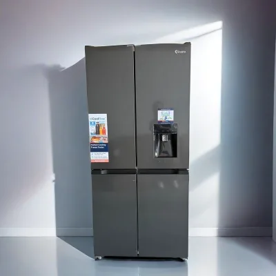 Grey Premium with Water Dispenser Large Capacity 4-Door Refrigerator for Home Use Food Preservation Ice Cream LED Light