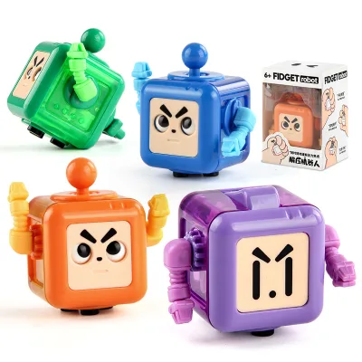 Portable Adults Children Sensory Toys Hand-Held Magic Cube Relaxing Robot Fidget Stress Relief Robot Toy Mini Finger Cube Toys