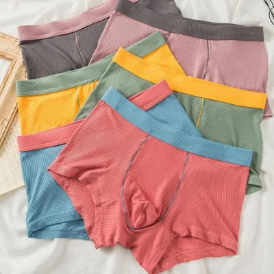 High Elastic Breathable Cotton Crotch Male Panties Comfortable Traceless Customized Logo Mid-Waist Men Boxer Briefs