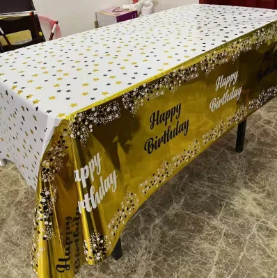 Disposable Tablecloth Waterproof and Oil Proof Birthday Decoration Party PET Tablecloth for Birthday