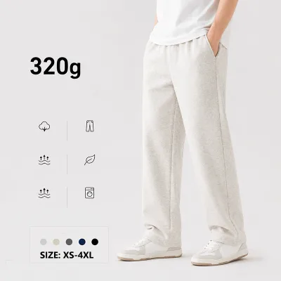 High for Regular Mid Rise Winter Fleece Pants 320g Heavy-duty Unisex Straight Leg Casual Pants
