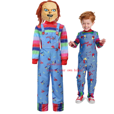 Ecowalson Movie Kids Chucky Cosplay Child Play Cosplay Costume Uniform Top Rompers Outfits Halloween Costume for Children