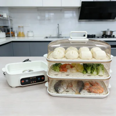 Mitcmolard 800W Electric Digital Food Steamer 3-Layer 18L Capacity 2026 Trending Plastic Housing Electric Steamer for Household