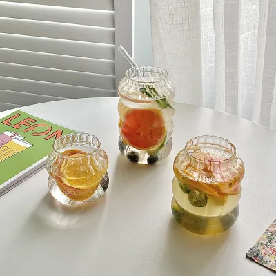 Customizable High Borosilicate Glass Tumbler Eco-Friendly Straw Clear Reusable Water Bottle for Lemonade Iced Coffee Cold