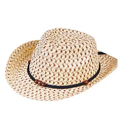 Summer Wide Brim Hat Kids Sun Straw Beach Hats With Rope Cowboy Jazz Hat Children Panama Fedora Cap