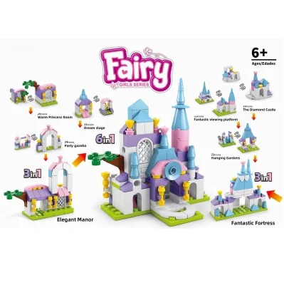 Dollartoys 6In1 Block Set Magical Fairy Castle Building Blocks for 5-7 Years Educational Toy with 9 Changes