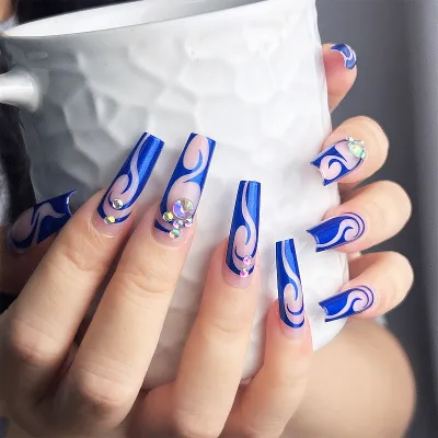 French Tip Press on Nails High Quality Reusable 24PCS with File & Glue Long-lasting