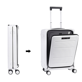 18 Inch Airplane Trolley Luggage PP Foldable Carry on Suitcase With Laptop Bag Canton Fair New Fashion Front Open Luggage