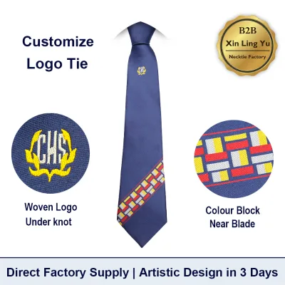 OEM Custom Logo Necktie Jacquard Woven Custom Tie Logo Embroidered Microfiber Corporate Team Ties Corbatas Personalizadas