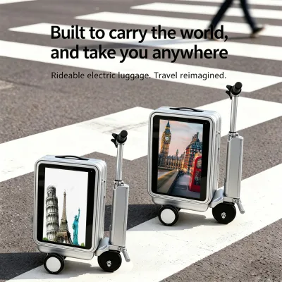 Adult Intelligent Rideable Electric Carry on Luggage with HD Display Screen Lcd Advertising Display for Airports Shopping