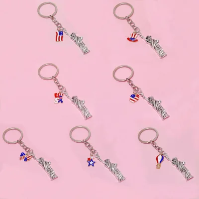 American Flag Various Shapes Rhinestone Keychain Keychain Wallet Handbag Decorative Gifts