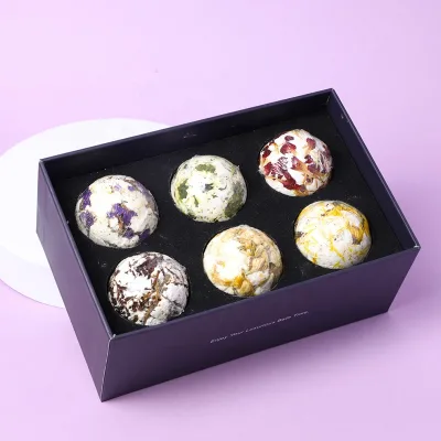 Private Label Fizzy Luxury Vegan Flower Bath Bomb Bath Salt Flowers Pedicure Fizzy Bath Bomb