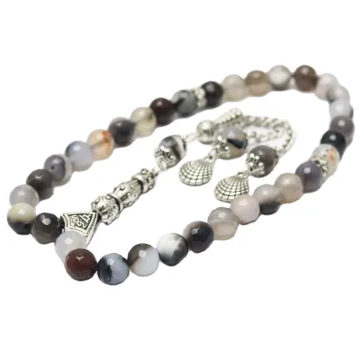 Wholesale Middle East Muslim 33 Beaded for Bracelet with Black White Agate Prayer Beads Alloy Tassel for Women Men Fashion