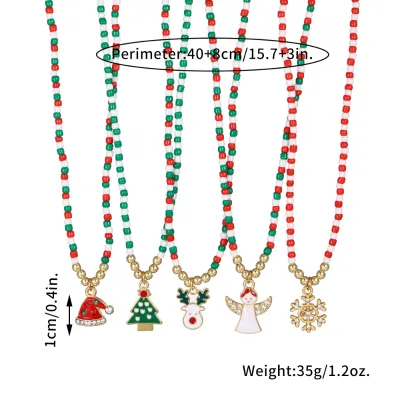 Fashionable Versatile Christmas Santa Claus Snowflake Alloy Pendant Necklace