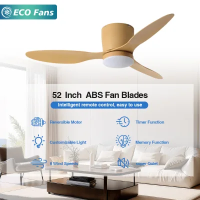 52" Low Profile Ceiling Fan Light Reversible Motor Memory Function for Home