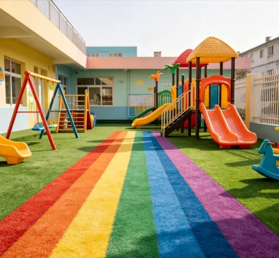 UV-Resistant Eco-Friendly Durable Interlocking High Density Artificial Grass Tiles Shock Absorption Sports Field Landscaping