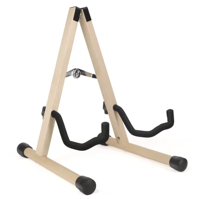 Wholesale Custom Logo Portable Folding Guitar Stand Luxury Wood Metal Construction Adjustable Guitar Display Rack