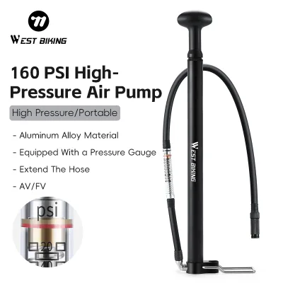 WEST BIKING Bicycle Pump With Pressure Gauge Air Pump Bike Accessories Portable Bicycle Pumps AV/FV MTB Road Bike Pump