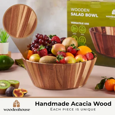 maine shaped wooden bowl Handmade Round Design Fruit Bowl Durable and Stylish Natural Wooden salad bowl big