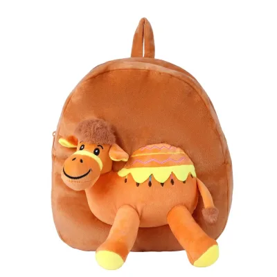 3D Cartoon Camel Plush Doll Backpack Girls' Cute Animal Schoolbag Adorable Children's Stuffed Toy Journey Backpack Birthday Gift